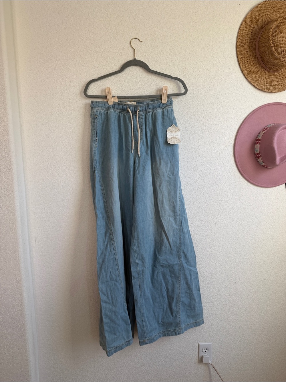 Altar'd State Light Blue Wide Leg Pants - Picture 1 of 6
